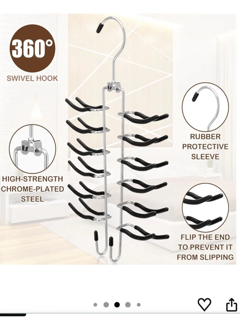 Tie & Belt Hanger with 26 Hooks